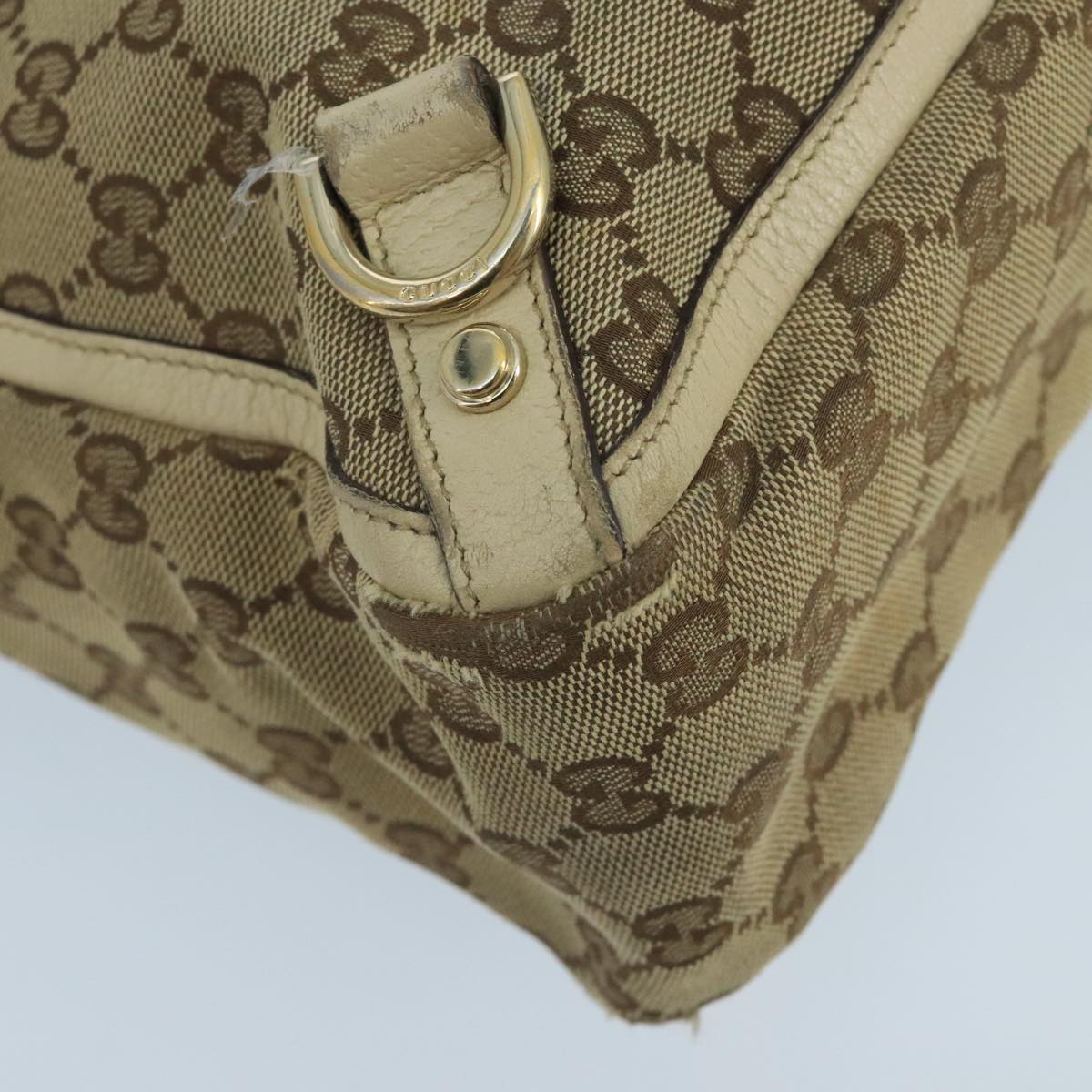 GUCCI GG Canvas Tote Bag Beige Gold 170004 Auth 105263