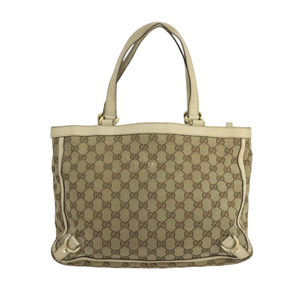 GUCCI GG Canvas Tote Bag Beige Gold 170004 Auth 105263