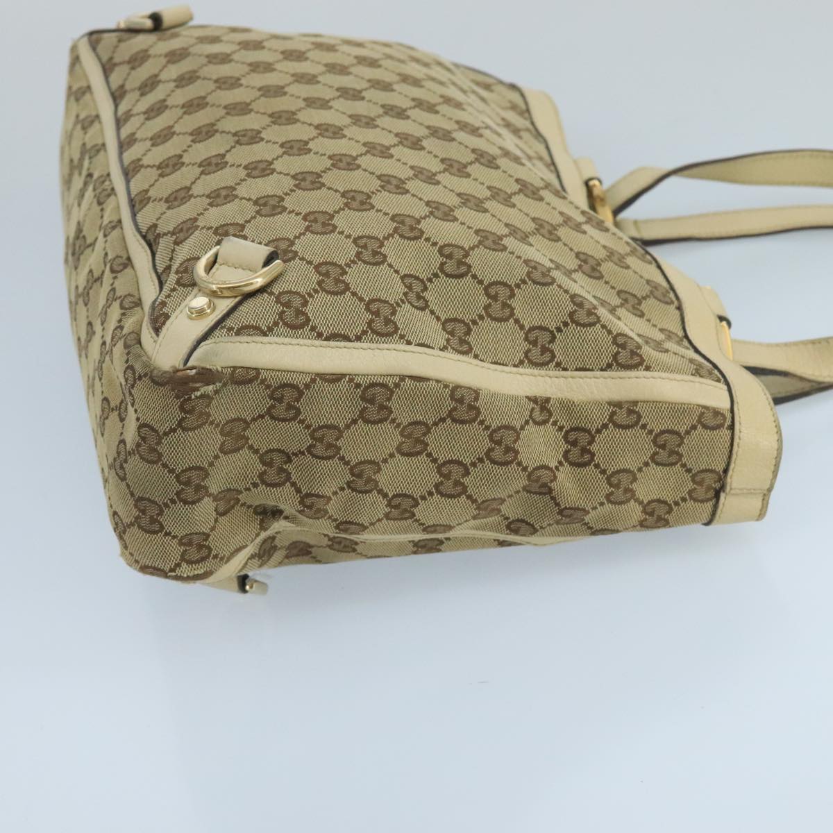 GUCCI GG Canvas Tote Bag Beige Gold 170004 Auth 105263