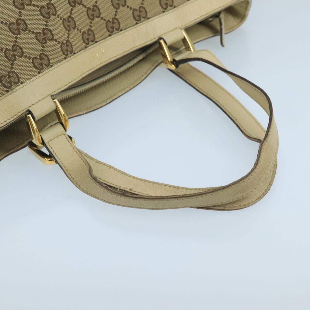 GUCCI GG Canvas Tote Bag Beige Gold 170004 Auth 105263