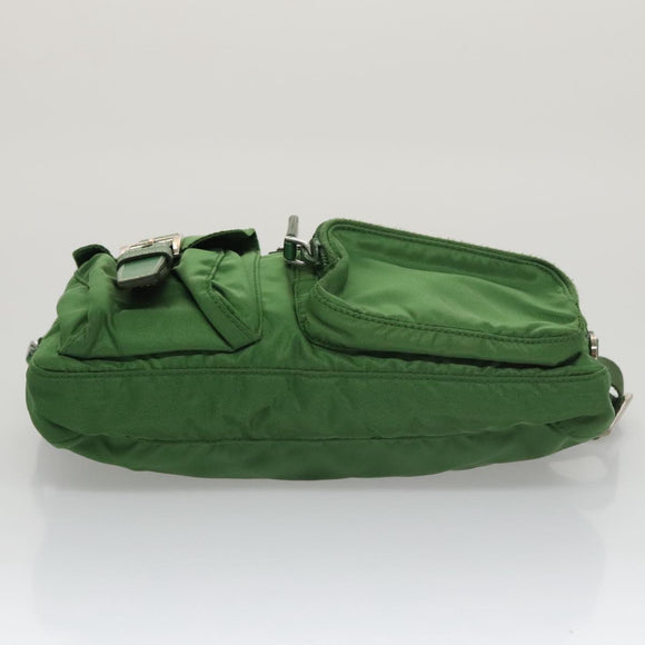 PRADA Waist Bag Nylon Green Silver Auth 105286V