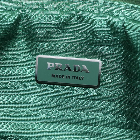 PRADA Waist Bag Nylon Green Silver Auth 105286V