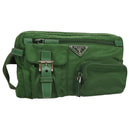 PRADA Waist Bag Nylon Green Silver Auth 105286V-1