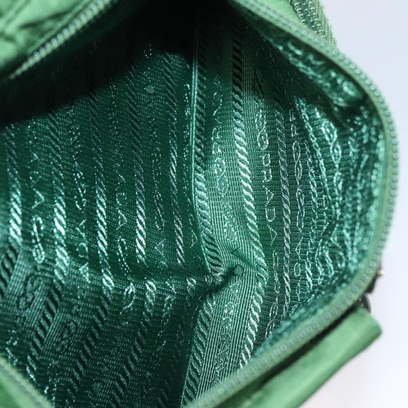 PRADA Waist Bag Nylon Green Silver Auth 105286V
