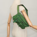 PRADA Waist Bag Nylon Green Silver Auth 105286V-27