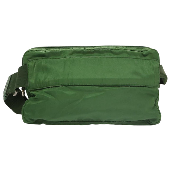 PRADA Waist Bag Nylon Green Silver Auth 105286V