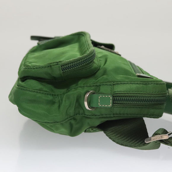 PRADA Waist Bag Nylon Green Silver Auth 105286V