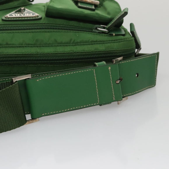 PRADA Waist Bag Nylon Green Silver Auth 105286V