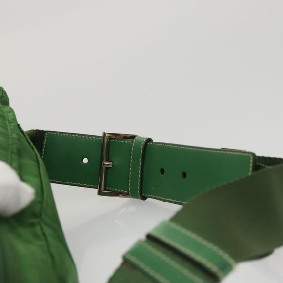 PRADA Waist Bag Nylon Green Silver Auth 105286V