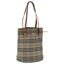 Burberrys Nova Check Shoulder Bag Nylon Leather Beige Silver Auth 105301-1