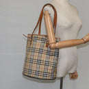 Burberrys Nova Check Shoulder Bag Nylon Leather Beige Silver Auth 105301-19