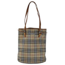 Burberrys Nova Check Shoulder Bag Nylon Leather Beige Silver Auth 105301-2