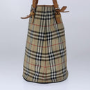 Burberrys Nova Check Shoulder Bag Nylon Leather Beige Silver Auth 105301-5