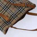 Burberrys Nova Check Shoulder Bag Nylon Leather Beige Silver Auth 105301-6