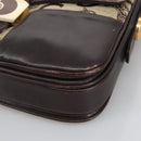 CELINE C Sulky Shoulder Bag Canvas Leather Beige Brown Gold Auth 105314-9