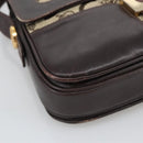 CELINE C Sulky Shoulder Bag Canvas Leather Beige Brown Gold Auth 105314-14