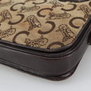 CELINE C Sulky Shoulder Bag Canvas Leather Beige Brown Gold Auth 105314-15