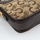 CELINE C Sulky Shoulder Bag Canvas Leather Beige Brown Gold Auth 105314-16