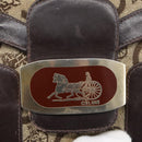 CELINE C Sulky Shoulder Bag Canvas Leather Beige Brown Gold Auth 105314-10