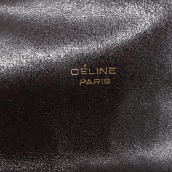 CELINE C Sulky Shoulder Bag Canvas Leather Beige Brown Gold Auth 105314
