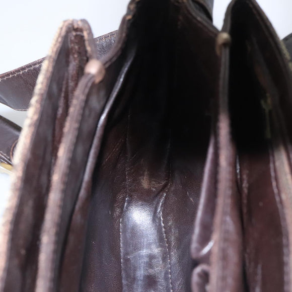 CELINE C Sulky Shoulder Bag Canvas Leather Beige Brown Gold Auth 105314