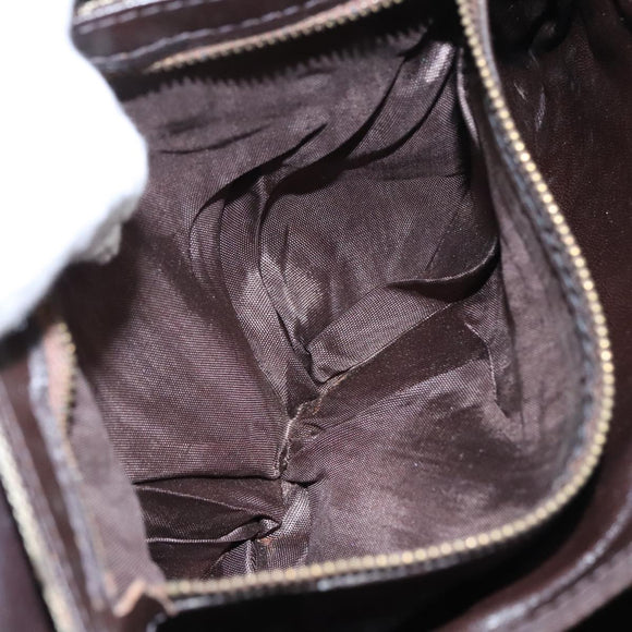 CELINE C Sulky Shoulder Bag Canvas Leather Beige Brown Gold Auth 105314