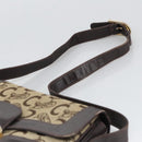 CELINE C Sulky Shoulder Bag Canvas Leather Beige Brown Gold Auth 105314-8