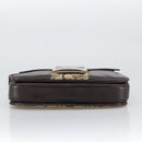 CELINE C Sulky Shoulder Bag Canvas Leather Beige Brown Gold Auth 105314-5