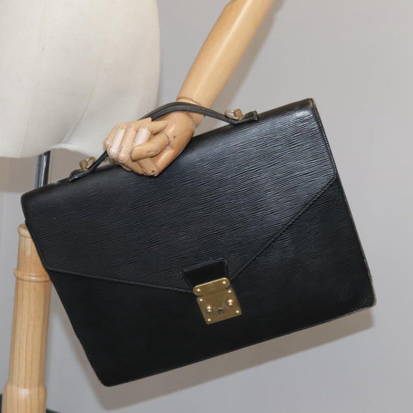 LOUIS VUITTON Epi Porte Documents Bandouliere Briefcase Black M54462 Auth 105325