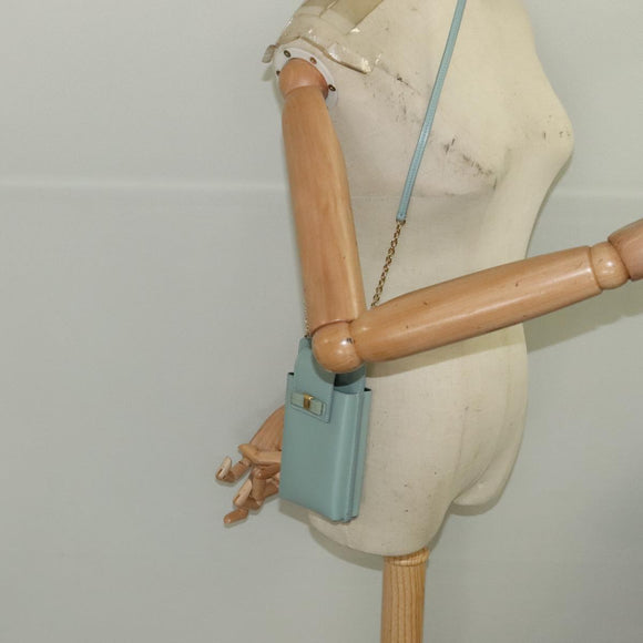 Salvatore Ferragamo Smartphone Holder Shoulder Bag Leather Blue Auth 105369V