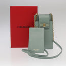 Salvatore Ferragamo Smartphone Holder Shoulder Bag Leather Blue Auth 105369V-12