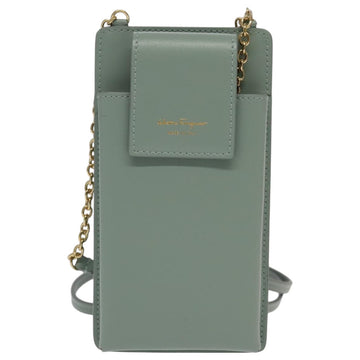 Salvatore Ferragamo Smartphone Holder Shoulder Bag Leather Blue Auth 105369V - 0