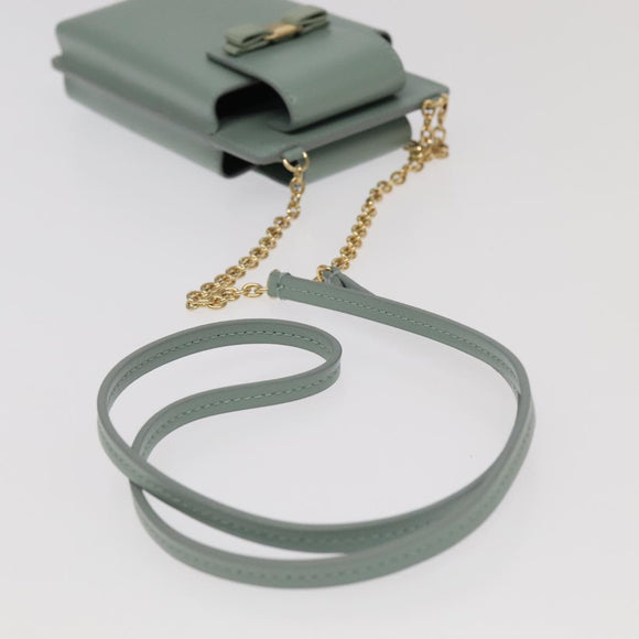 Salvatore Ferragamo Smartphone Holder Shoulder Bag Leather Blue Auth 105369V