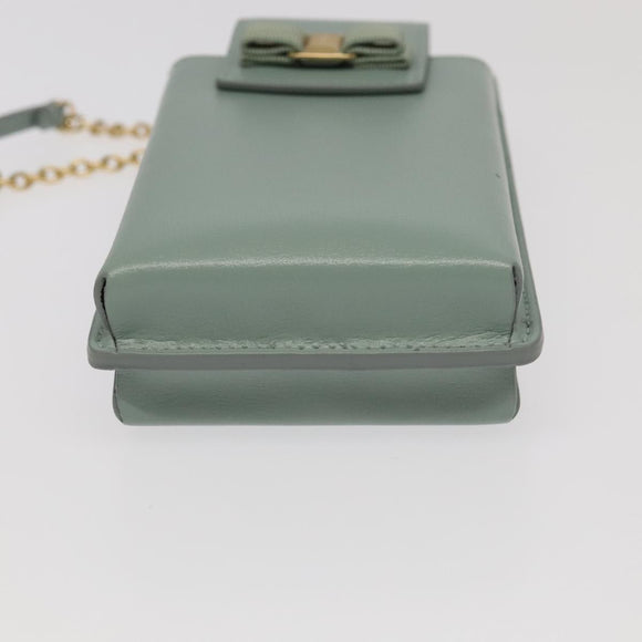 Salvatore Ferragamo Smartphone Holder Shoulder Bag Leather Blue Auth 105369V