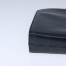 Salvatore Ferragamo Gancini Chain Shoulder Bag Leather Navy Gold Auth 105376-9