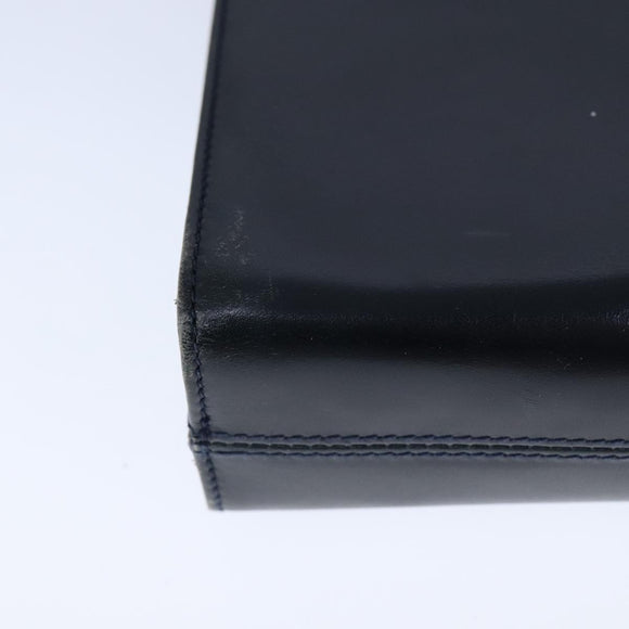 Salvatore Ferragamo Gancini Chain Shoulder Bag Leather Navy Gold Auth 105376