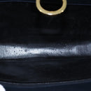 Salvatore Ferragamo Gancini Chain Shoulder Bag Leather Navy Gold Auth 105376-10