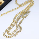 Salvatore Ferragamo Gancini Chain Shoulder Bag Leather Navy Gold Auth 105376-7