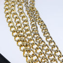 Salvatore Ferragamo Gancini Chain Shoulder Bag Leather Navy Gold Auth 105376-8