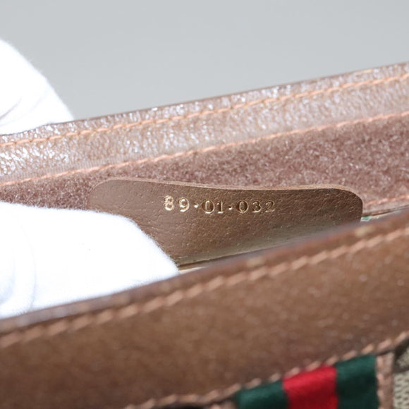 GUCCI GG Supreme Web Sherry Line Clutch Bag PVC Beige Green Red Auth 105381