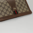 GUCCI GG Supreme Web Sherry Line Clutch Bag PVC Beige Green Red Auth 105381-5