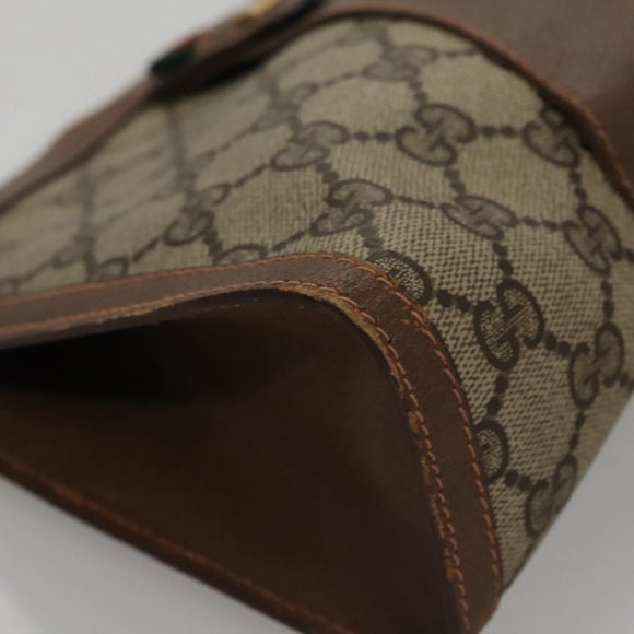 GUCCI GG Supreme Web Sherry Line Clutch Bag PVC Beige Green Red Auth 105381