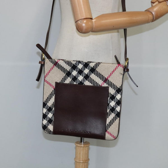 BURBERRY Nova Check Shoulder Bag Beige Auth 105382