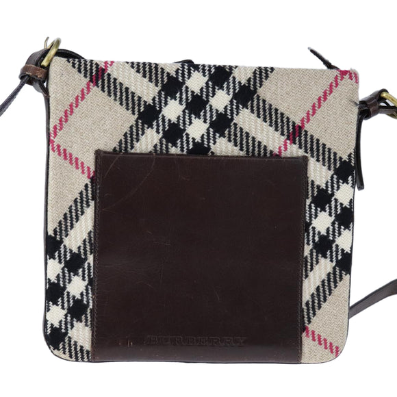 BURBERRY Nova Check Shoulder Bag Beige Auth 105382