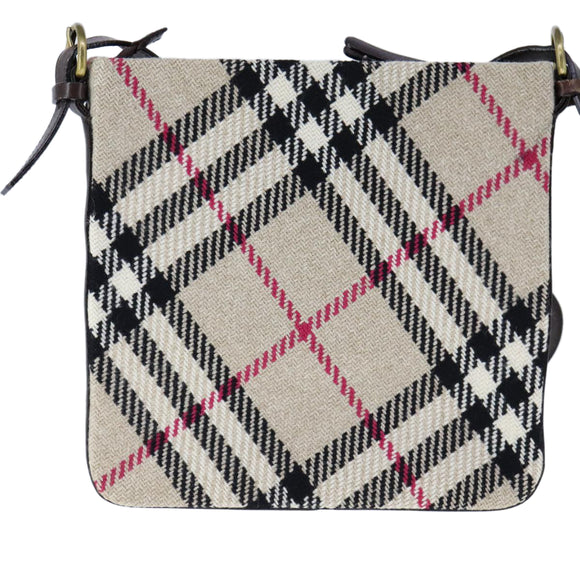 BURBERRY Nova Check Shoulder Bag Beige Auth 105382