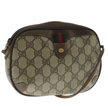 GUCCI Web Sherry Line GG Supreme Shoulder Bag PVC Beige 89 02 066 Auth 105476