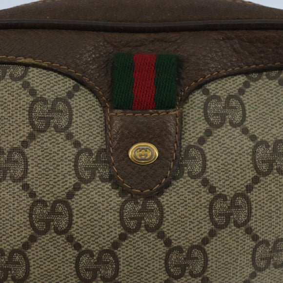 GUCCI Web Sherry Line GG Supreme Shoulder Bag PVC Beige 89 02 066 Auth 105476