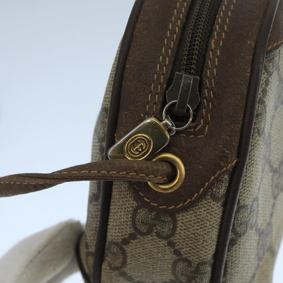 GUCCI Web Sherry Line GG Supreme Shoulder Bag PVC Beige 89 02 066 Auth 105476