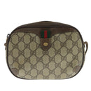GUCCI Web Sherry Line GG Supreme Shoulder Bag PVC Beige 89 02 066 Auth 105476-13