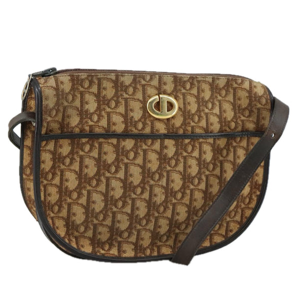Christian Dior Trotter Canvas Shoulder Bag Brown Auth 105487